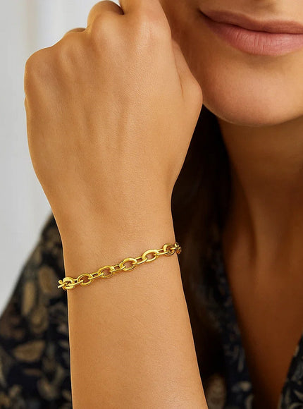 14k Yellow Gold Cable Chain Design Bracelet
