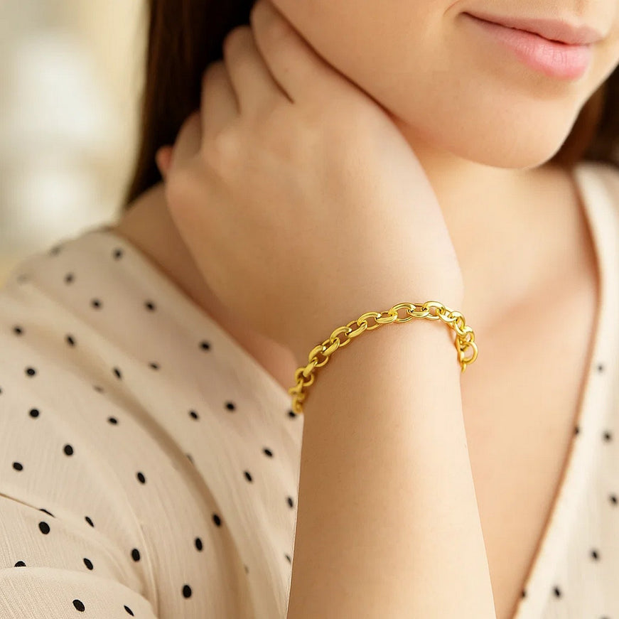 14k Yellow Gold Cable Chain Design Bracelet