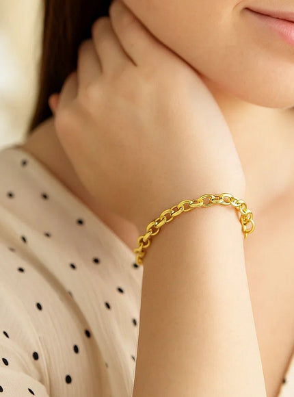14k Yellow Gold Cable Chain Design Bracelet
