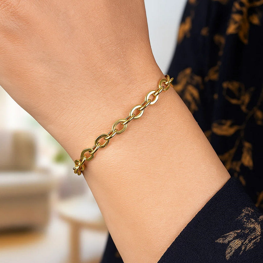 14k Yellow Gold Cable Chain Design Bracelet