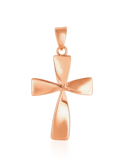 Flat Twisted Cross Pendant in 14k Rose Gold