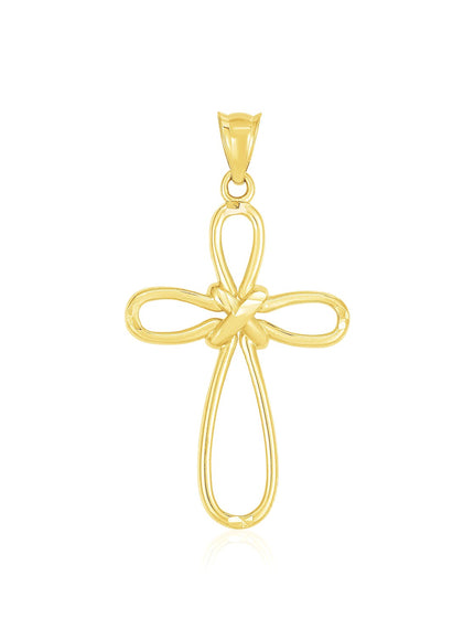14k Yellow Gold Looped Knot Style Cross Pendant