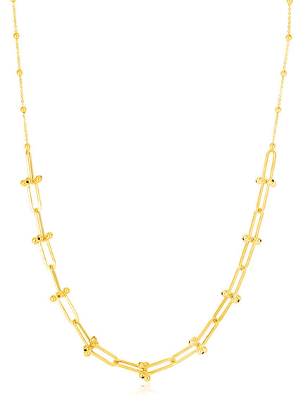 14k Yellow Gold Beaded U Link Chain Necklace