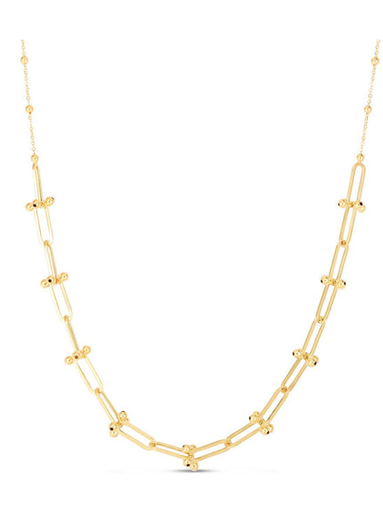 14k Yellow Gold Beaded U Link Chain Necklace