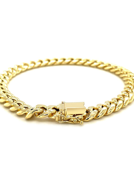 7.2mm 10k Yellow Gold Semi Solid Miami Cuban Bracelet