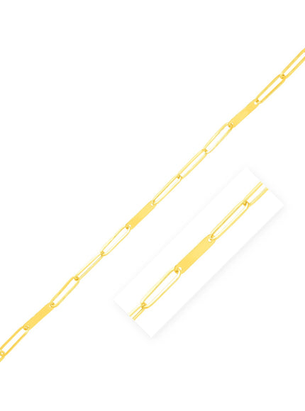 14k Yellow Gold 7 inch Alternating Paperclip Chain Link and Gold Bar Bracelet