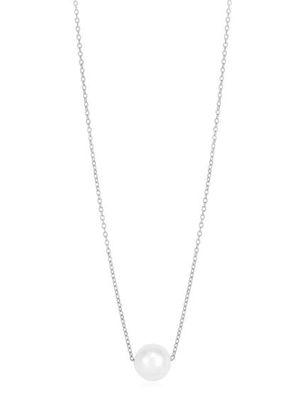 14k White Gold Pearl Solitaire Necklace