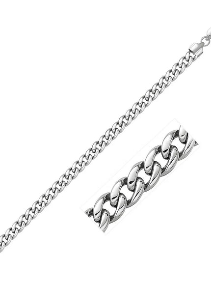 5.5mm 14k White Gold Miami Cuban Semi Solid Bracelet