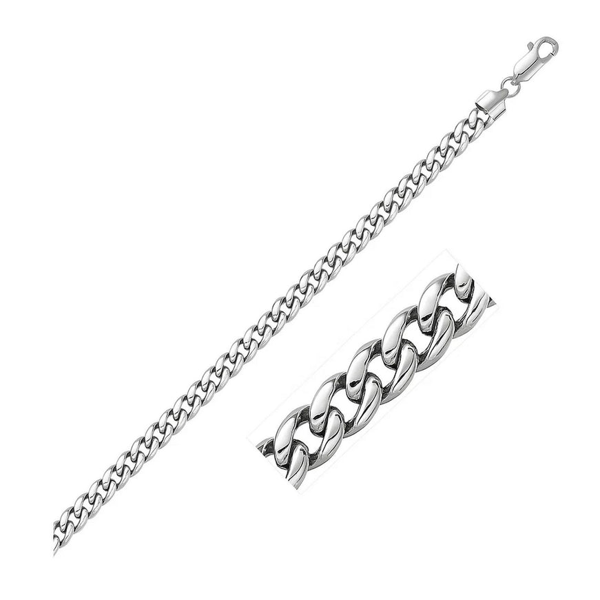 5.5mm 14k White Gold Miami Cuban Semi Solid Bracelet