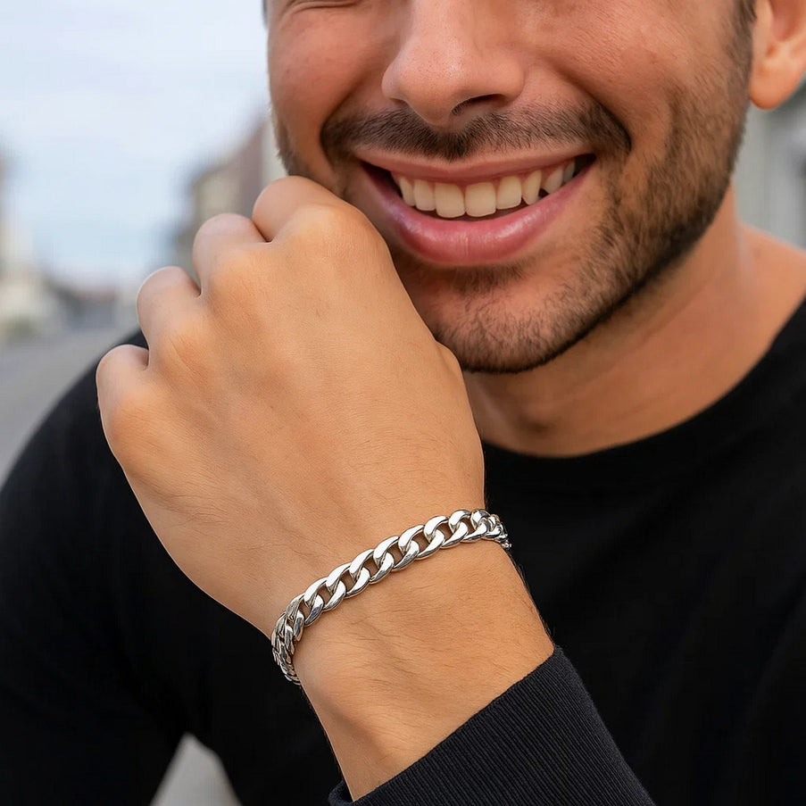 5.5mm 14k White Gold Miami Cuban Semi Solid Bracelet