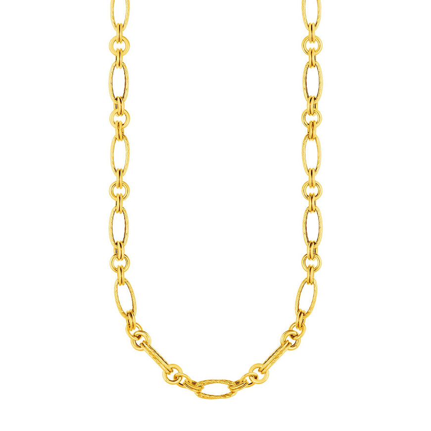 14k Yellow Gold Twisted and Polished Link Necklace