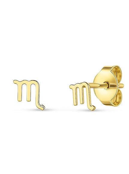 14k Yellow Gold Scorpio Stud Earrings