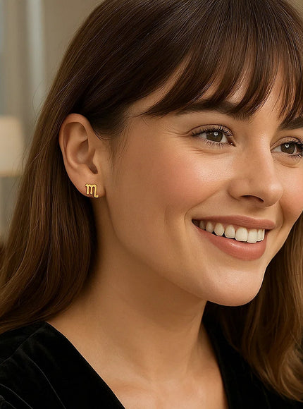 14k Yellow Gold Scorpio Stud Earrings