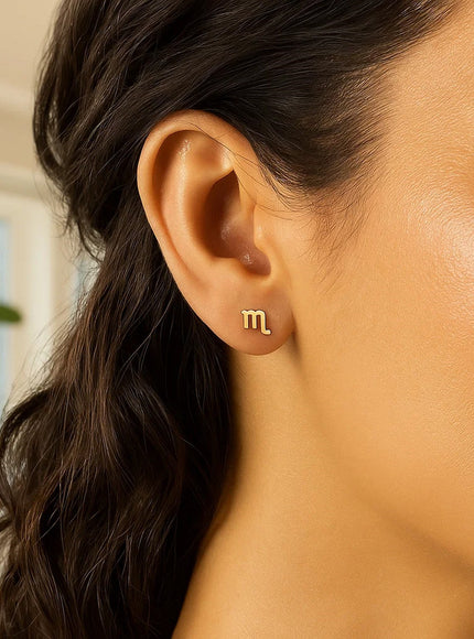14k Yellow Gold Scorpio Stud Earrings