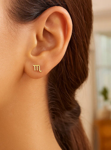 14k Yellow Gold Scorpio Stud Earrings