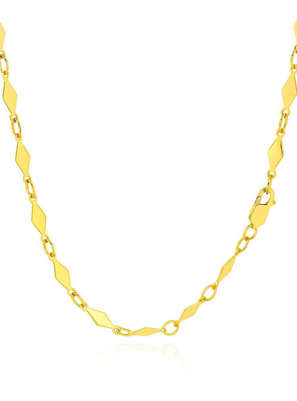 14K Yellow Gold Polished Diamond Motif Chain (3.0mm)
