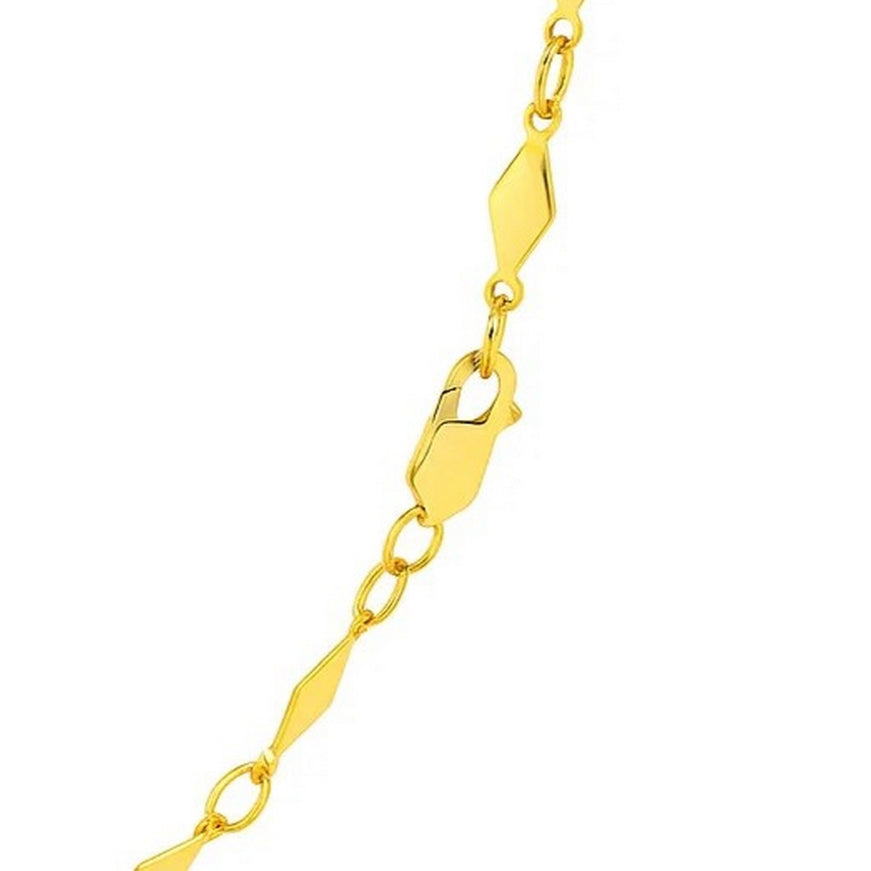 14K Yellow Gold Polished Diamond Motif Chain (3.0mm)