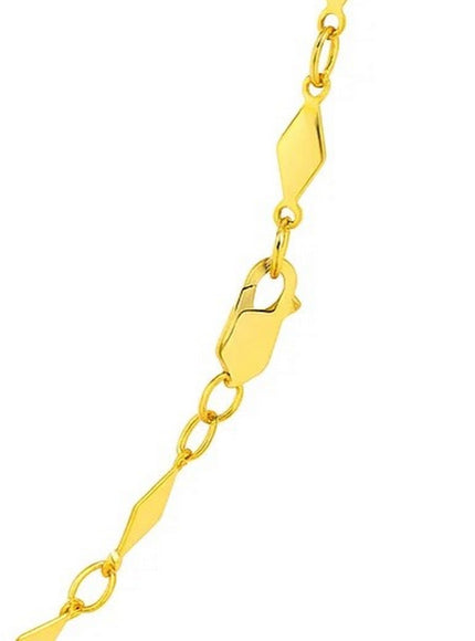 14K Yellow Gold Polished Diamond Motif Chain (3.0mm)