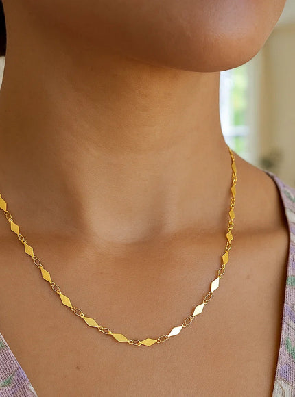 14K Yellow Gold Polished Diamond Motif Chain (3.0mm)