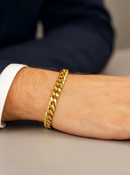 6.9mm 14k Yellow Gold Semi Solid Miami Cuban Bracelet