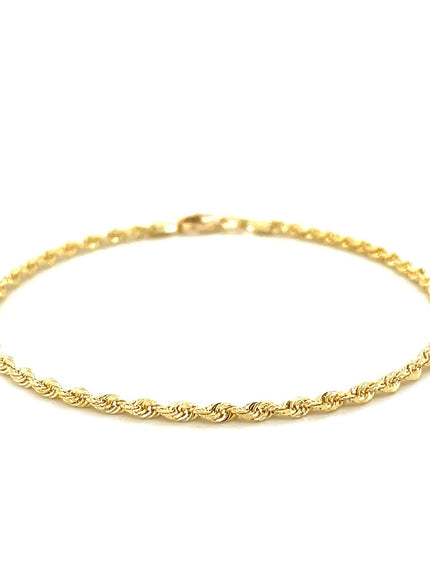 2.5mm 10k Yellow Gold Solid Diamond Cut Rope Bracelet
