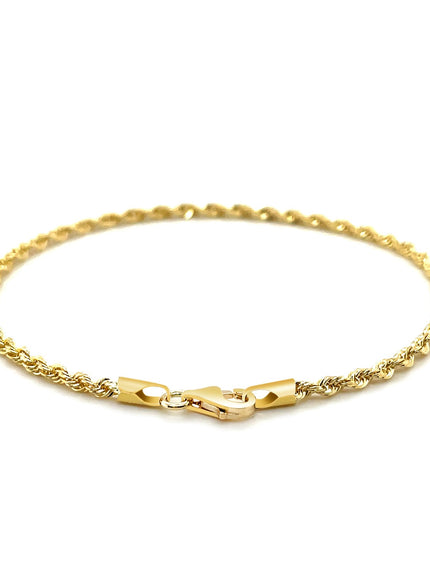 2.5mm 10k Yellow Gold Solid Diamond Cut Rope Bracelet