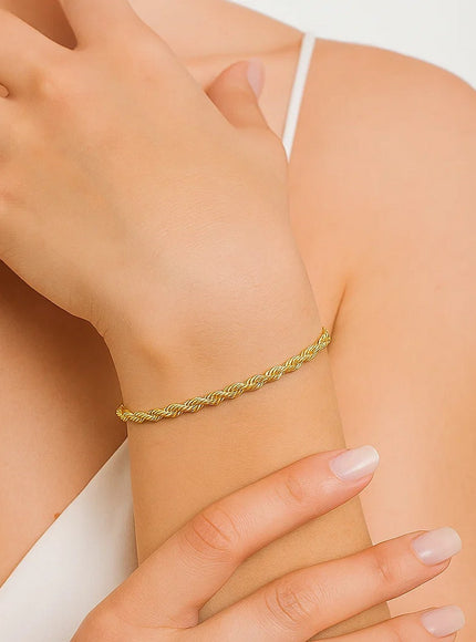 2.5mm 10k Yellow Gold Solid Diamond Cut Rope Bracelet