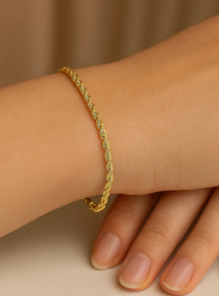2.5mm 10k Yellow Gold Solid Diamond Cut Rope Bracelet