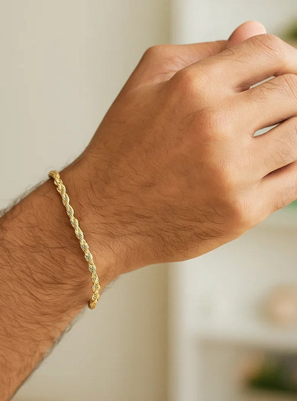 2.5mm 10k Yellow Gold Solid Diamond Cut Rope Bracelet