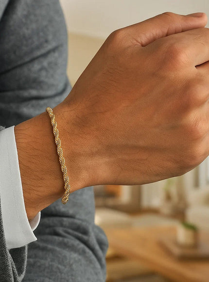 2.5mm 10k Yellow Gold Solid Diamond Cut Rope Bracelet