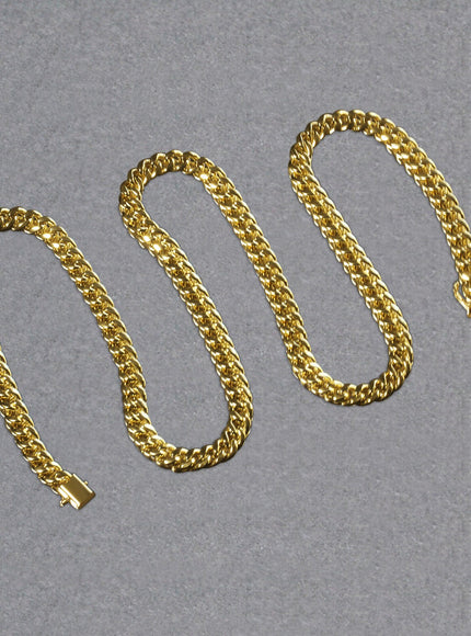 6.15mm 10k Yellow Gold Semi Solid Miami Cuban Chain