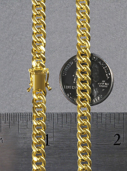 6.15mm 10k Yellow Gold Semi Solid Miami Cuban Chain