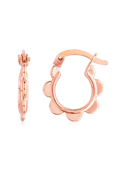14k Rose Gold Scalloped Hoop Earrings