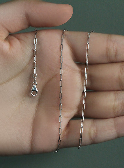 18K White Gold Fine Paperclip Chain (1.5mm)