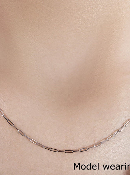 18K White Gold Fine Paperclip Chain (1.5mm)