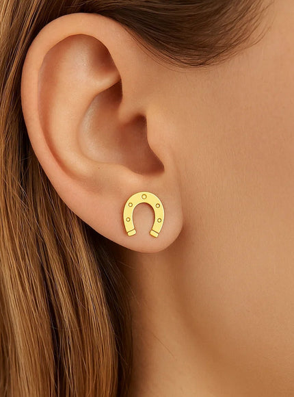 14K Yellow Gold Horseshoe Earrings