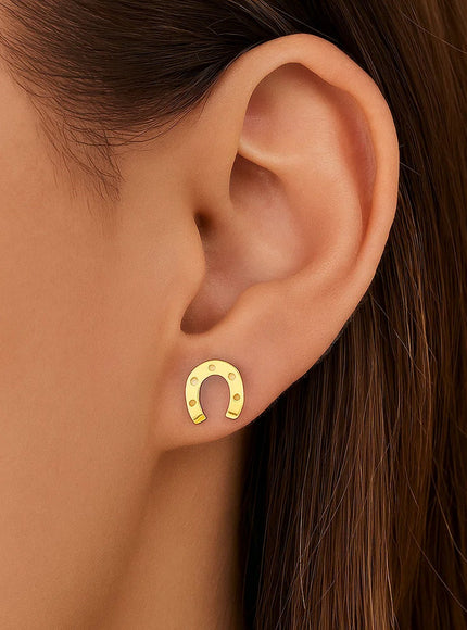 14K Yellow Gold Horseshoe Earrings