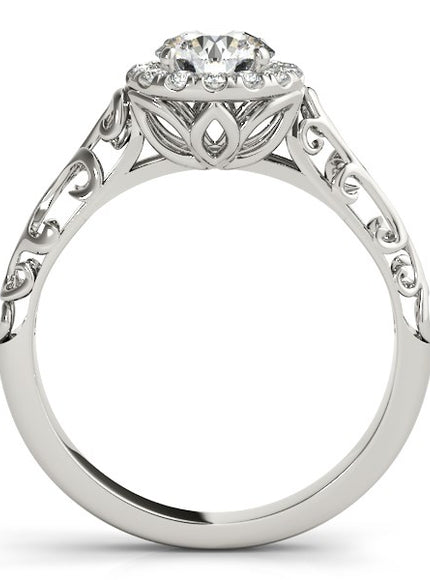 14k White Gold Halo Antique Style Round Diamond Engagement Ring (5/8 cttw)