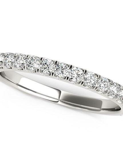 14k White Gold Round Pave Setting Diamond Wedding Band (3/8 cttw)