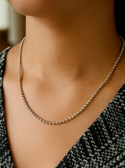 Moon Cut Bead Chain in 14k White Gold (2.5 mm)