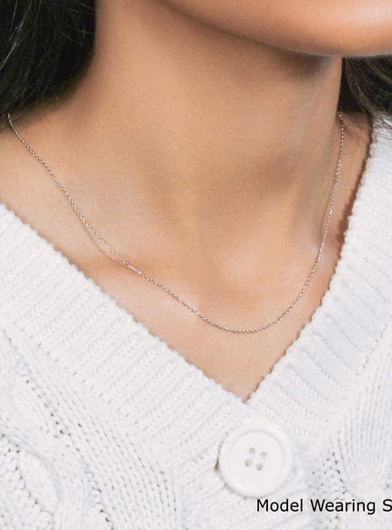 14k White Gold Diamond Cut Cable Link Chain 0.8mm