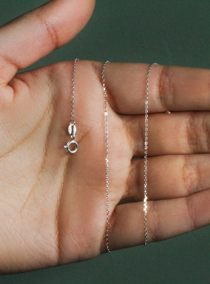 14k White Gold Diamond Cut Cable Link Chain 0.8mm