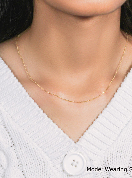 18k Yellow Gold Diamond Cut Cable Link Chain 0.8mm