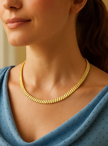 14k Yellow Gold Rib Link Necklace