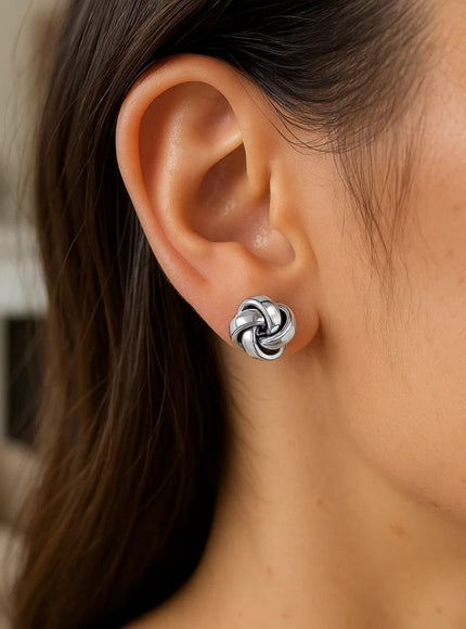 Sterling Silver Polished Love Knot Earrings(10mm)