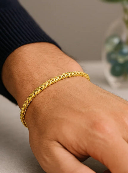 4.0mm 14k Yellow Gold Solid Diamond Cut Round Franco Bracelet