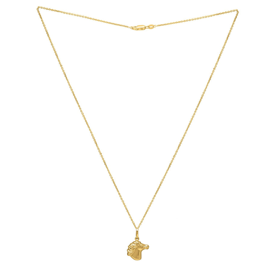 Horse Profile Medium Necklace in 14K Yellow Gold