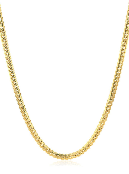 2.6mm 10k Yellow Gold Classic Solid Miami Cuban Chain