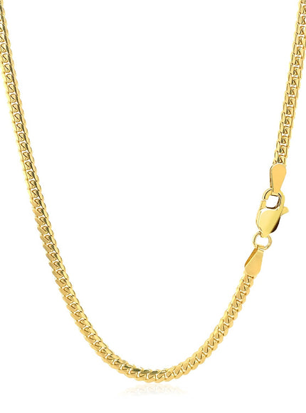 2.6mm 10k Yellow Gold Classic Solid Miami Cuban Chain