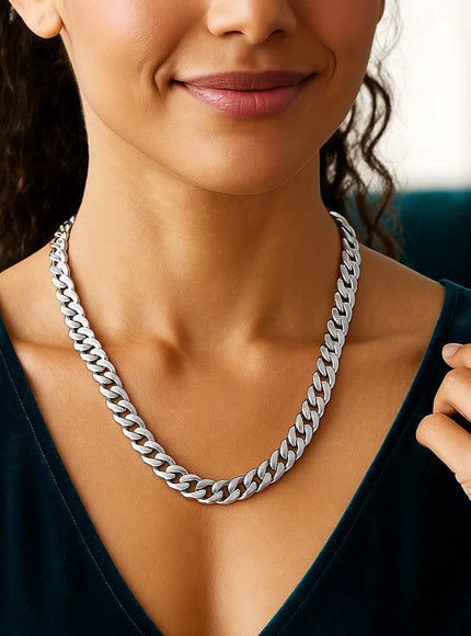 14k White Gold 22 inch Polished Curb Chain Necklace